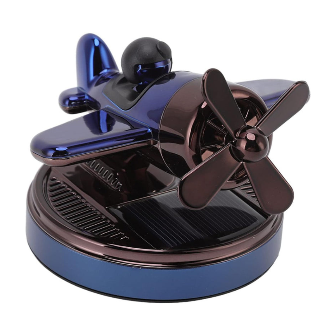 Axooms Solar Helicopter Car Air Freshener – Metal + ABS Aromatherapy Diffuser with Rotating Turbine, Multi-Porous Scent Release & LED Accent (Essential-Oil Pads)